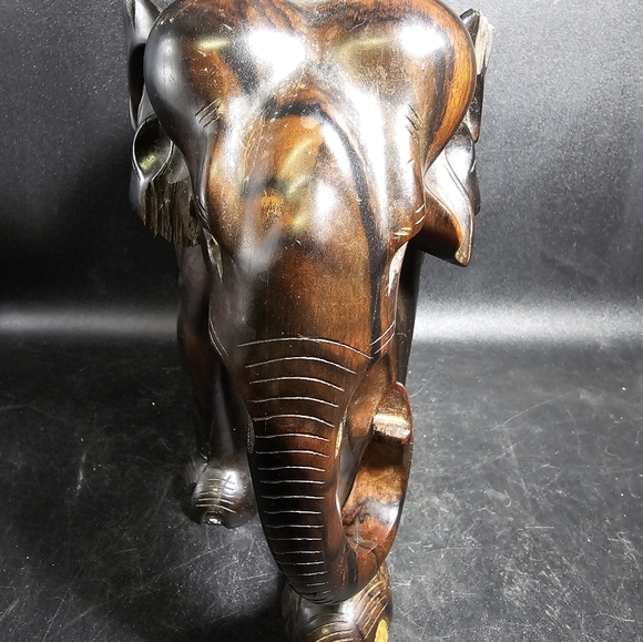 Vintage Large Heavy Macassar Ebony Hand Carved‎ Elephant - Picture 7 of 10